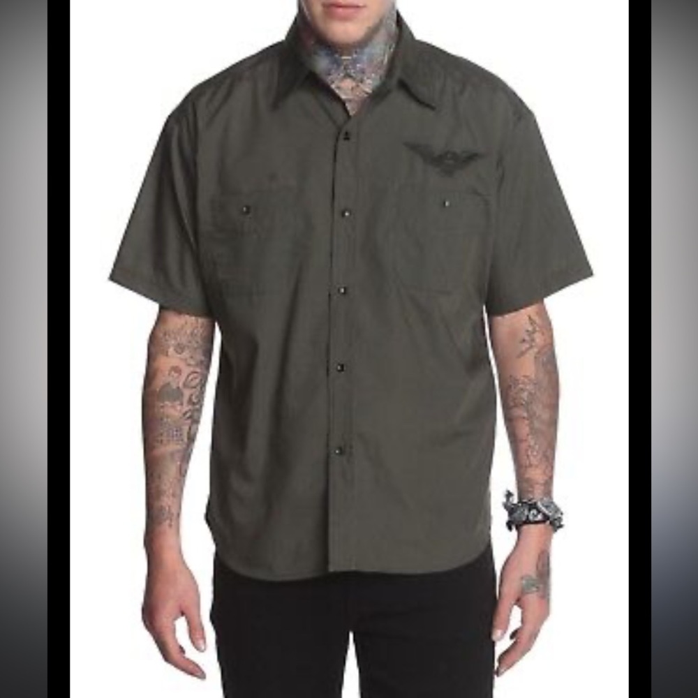 Rock Steady Men’s Winged Skull Rider Shirt Rockabilly Western Snap Shirt Size XL